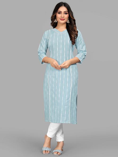 women v-neck embroidered straight kurta - 21510383 -  Standard Image - 0