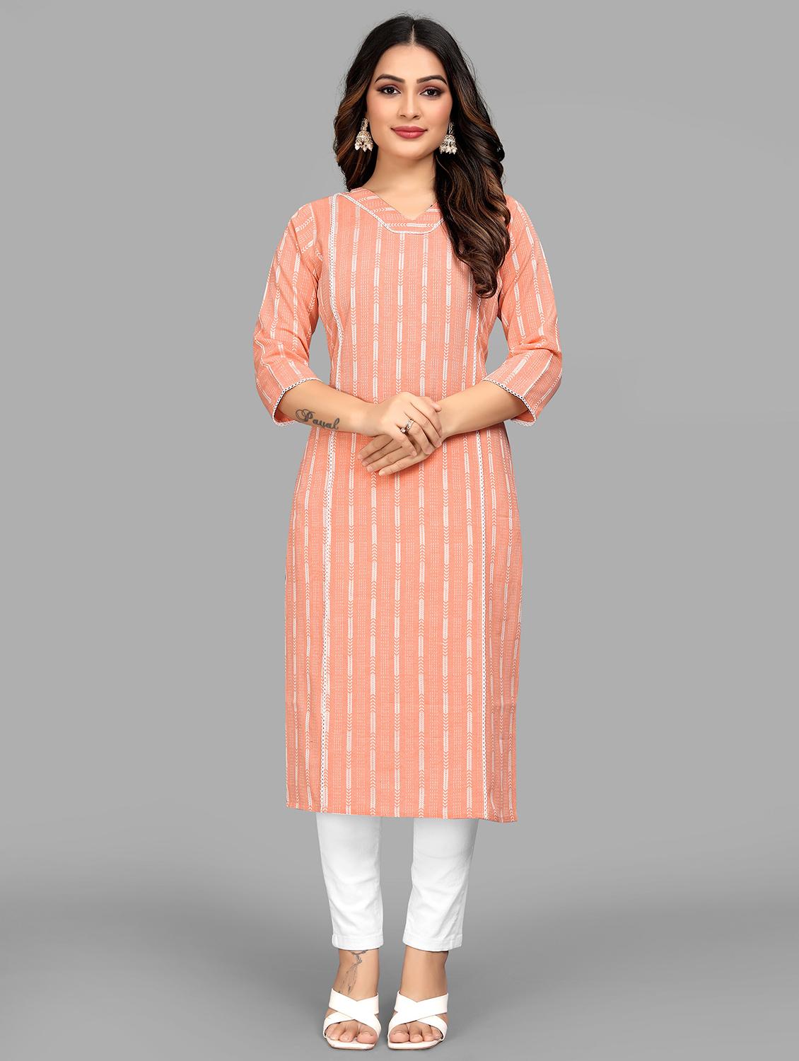 women v-neck embroidered straight kurta - 21510384 - Zoom Image - 0