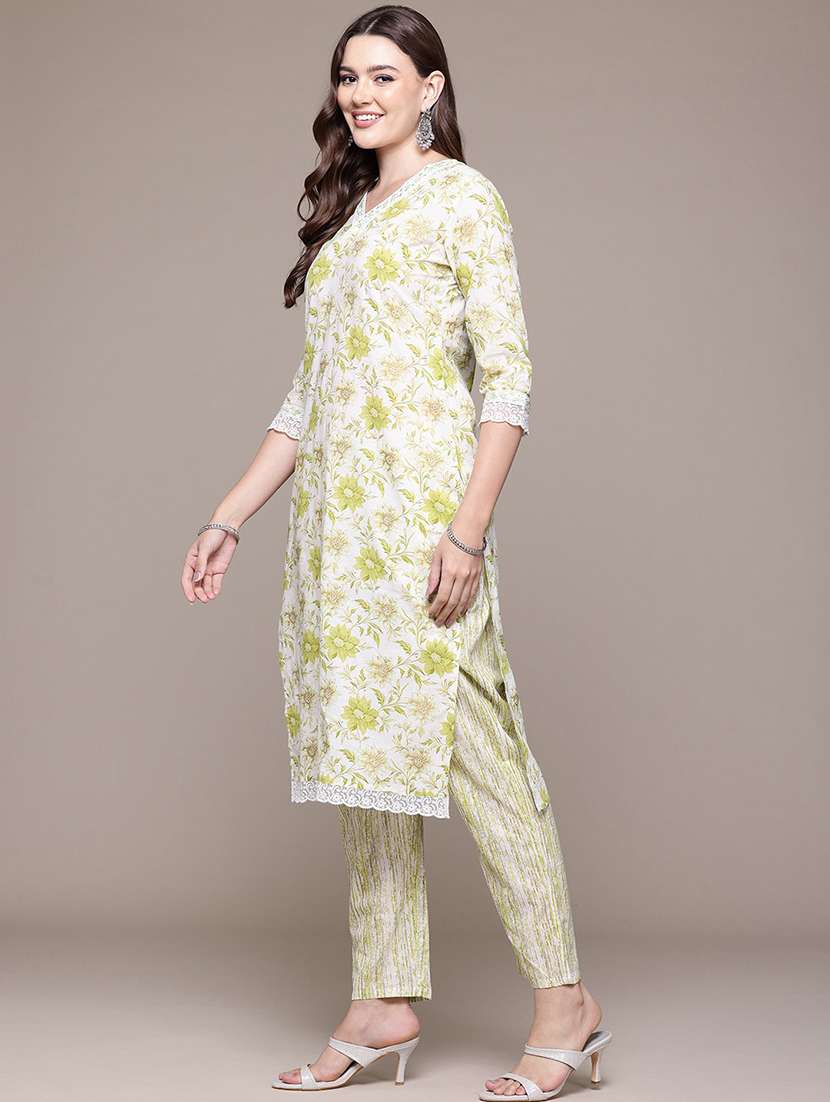 women three quarter sleeve kurta pant with dupatta set - 21510399 -  Standard Image - 1