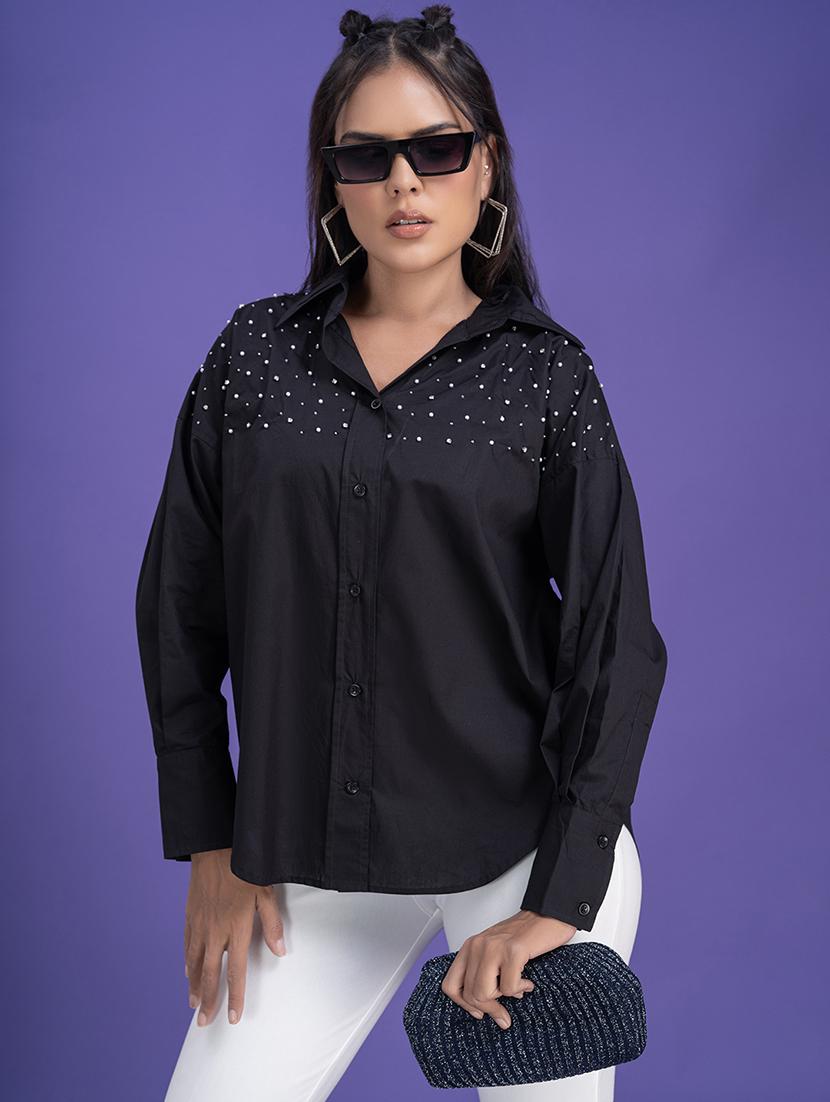 women black cotton oversized shirt - 21510487 - Zoom Image - 0