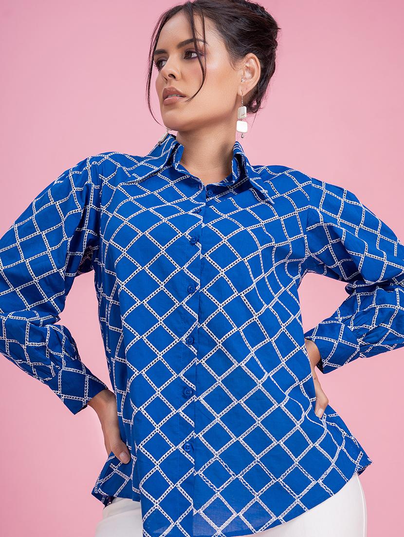 women shirt collar self-designed oversized shirt - 21510494 - Standard Image - 1
