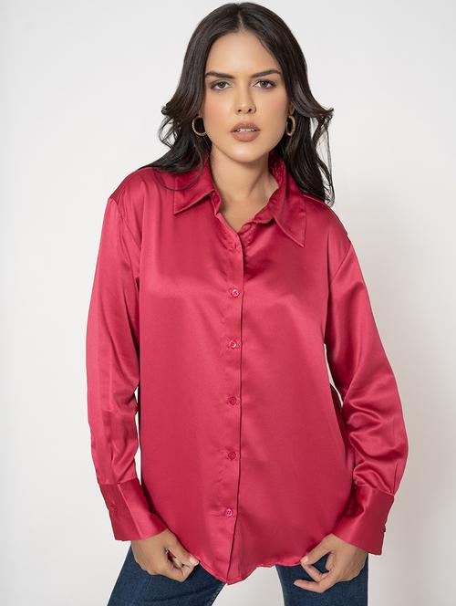 women shirt collar solid oversized shirt - 21510500 -  Standard Image - 0