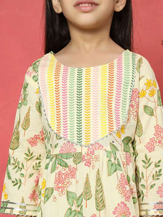 girls cream cotton kurta sharara set - 21510523 -  Standard Image - 4