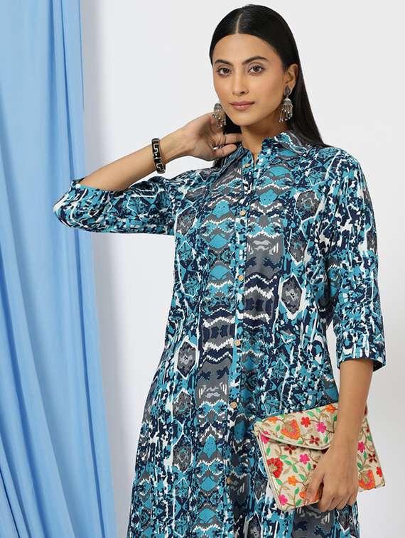 women printed three quarter sleeve kurta pant set - 21510550 - Standard Image - 4