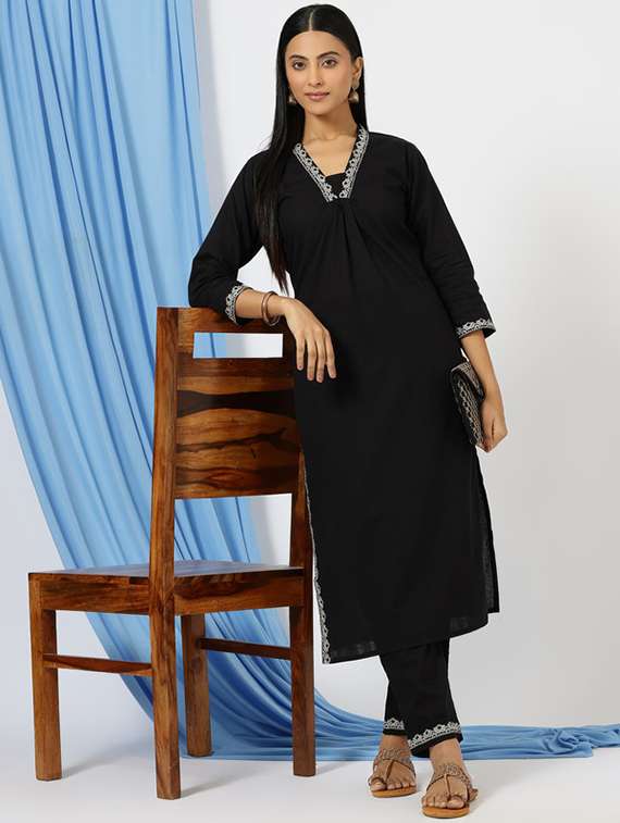 women black embroidered co-ord set
