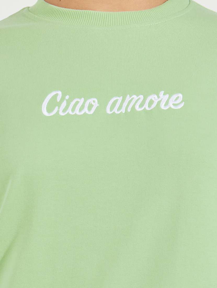 women chest print long sleeve sweatshirt - 21510630 -  Standard Image - 4