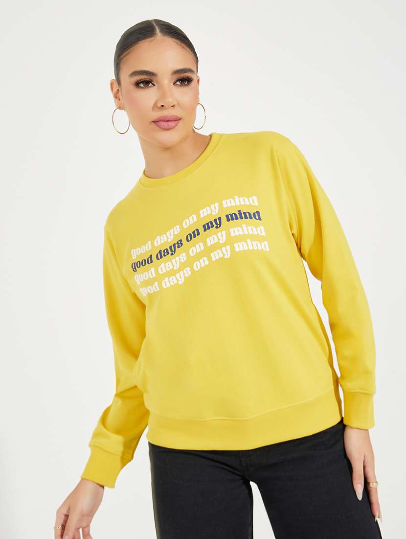 women chest print long sleeve sweatshirt - 21510631 -  Standard Image - 1