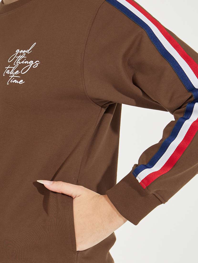 women brown chest print sweatshirt - 21510632 -  Standard Image - 4