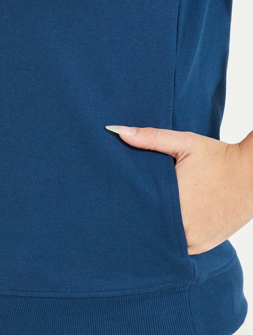 women navy blue chest print sweatshirt - 21510633 -  Standard Image - 4