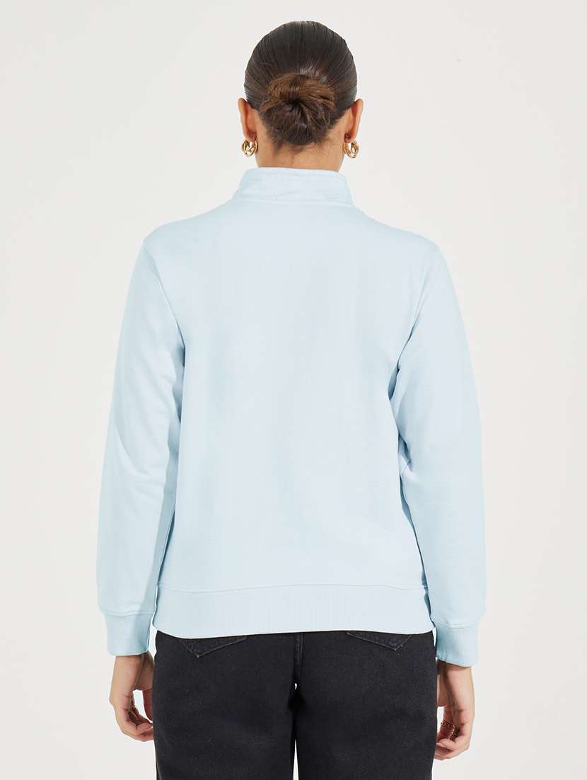 women light blue placement print sweatshirt - 21510647 -  Standard Image - 1