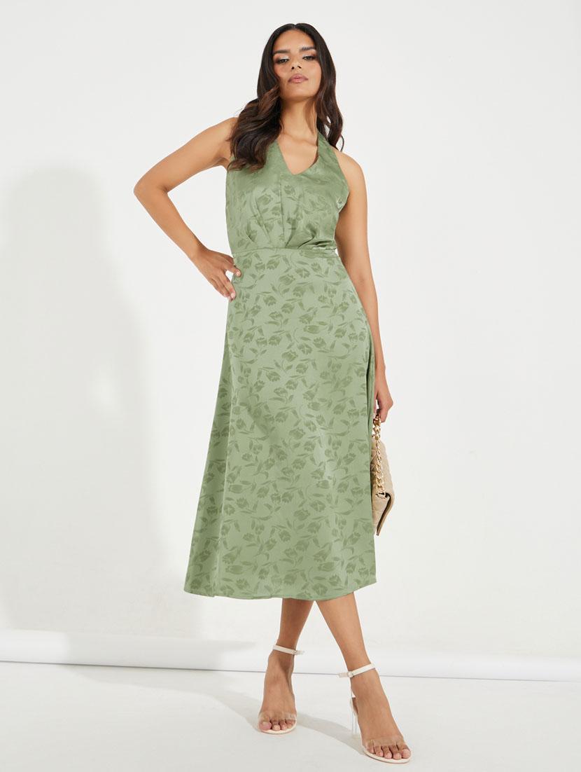 women self designed halter neck sleeveless a-line dress - 21510677 -  Standard Image - 1