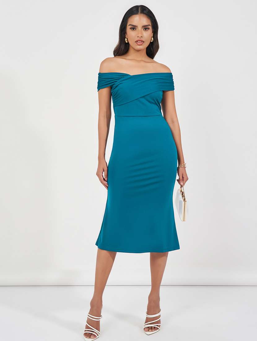 women solid off shoulder bodycon dress - 21510678 - Zoom Image - 0