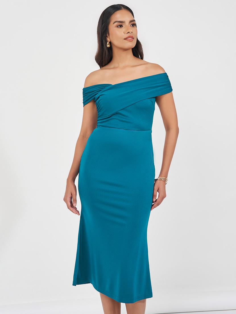 women solid off shoulder bodycon dress - 21510678 -  Standard Image - 1