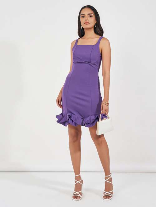 women purple solid shouldr strap bodycon dress - 21510681 -  Standard Image - 0