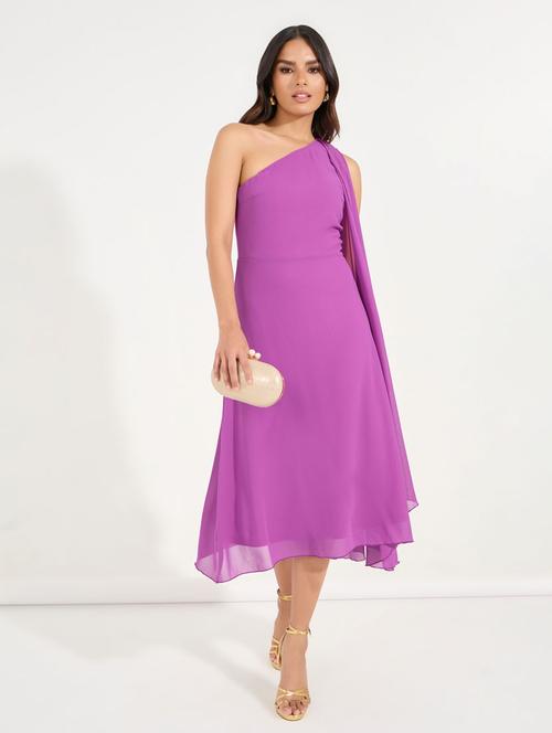 women solid single shoulder a-line dress - 21510692 -  Standard Image - 0
