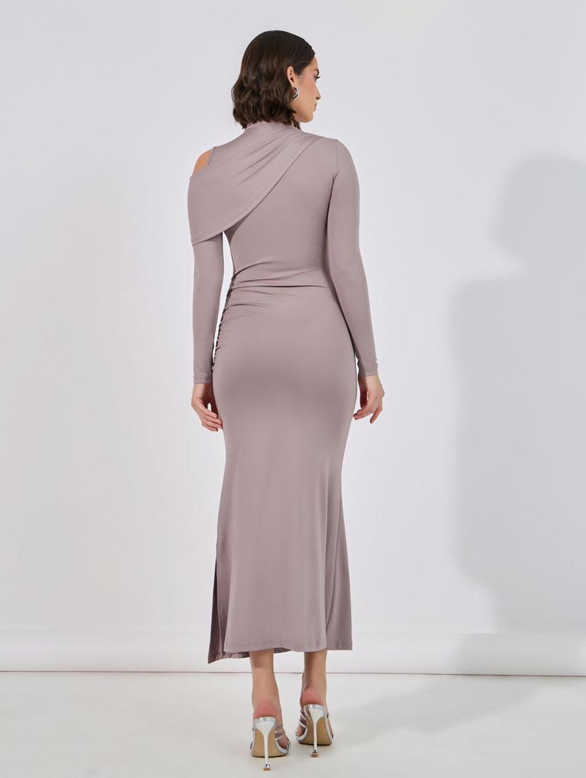 women solid mock neck bodycon maxi dress - 21510699 - Standard Image - 4