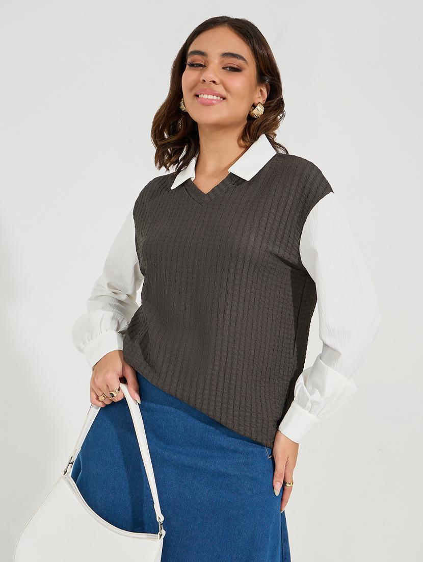 women collared self-designed oversized shirt - 21510734 - Standard Image - 1