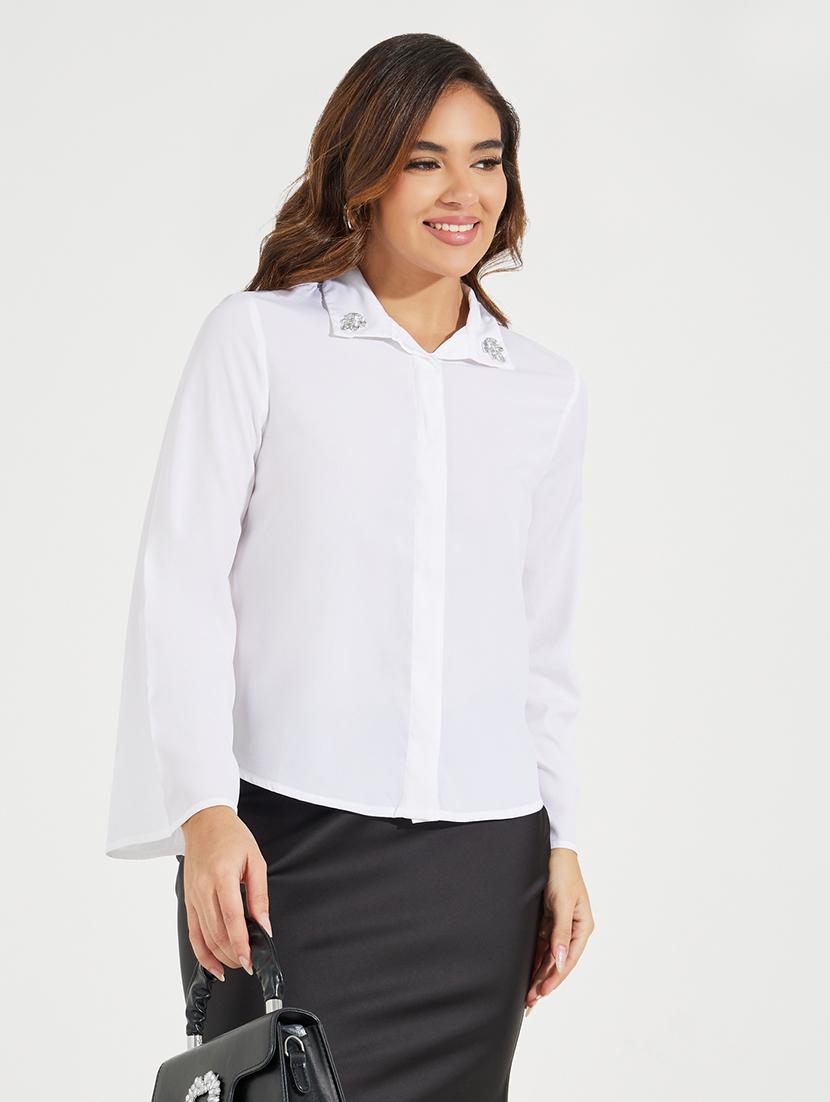 women off white solid regular shirt - 21510749 - Standard Image - 1