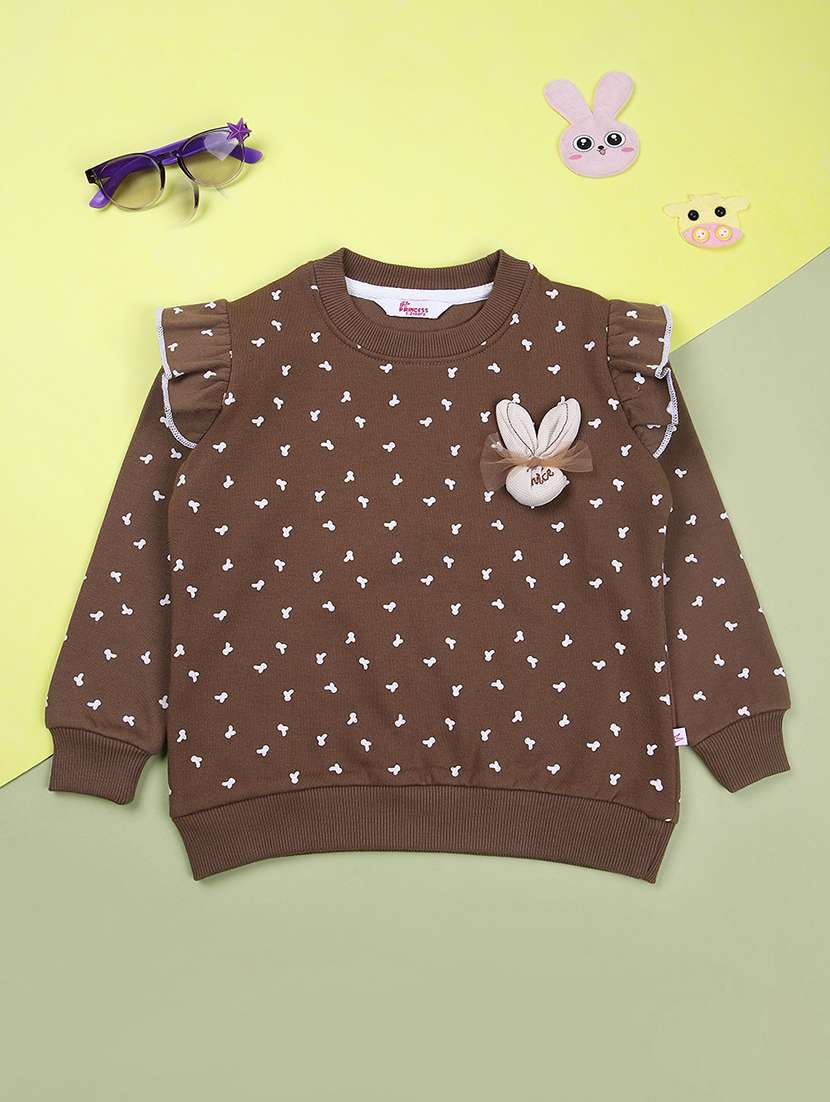 girls all over print round neck sweatshirts