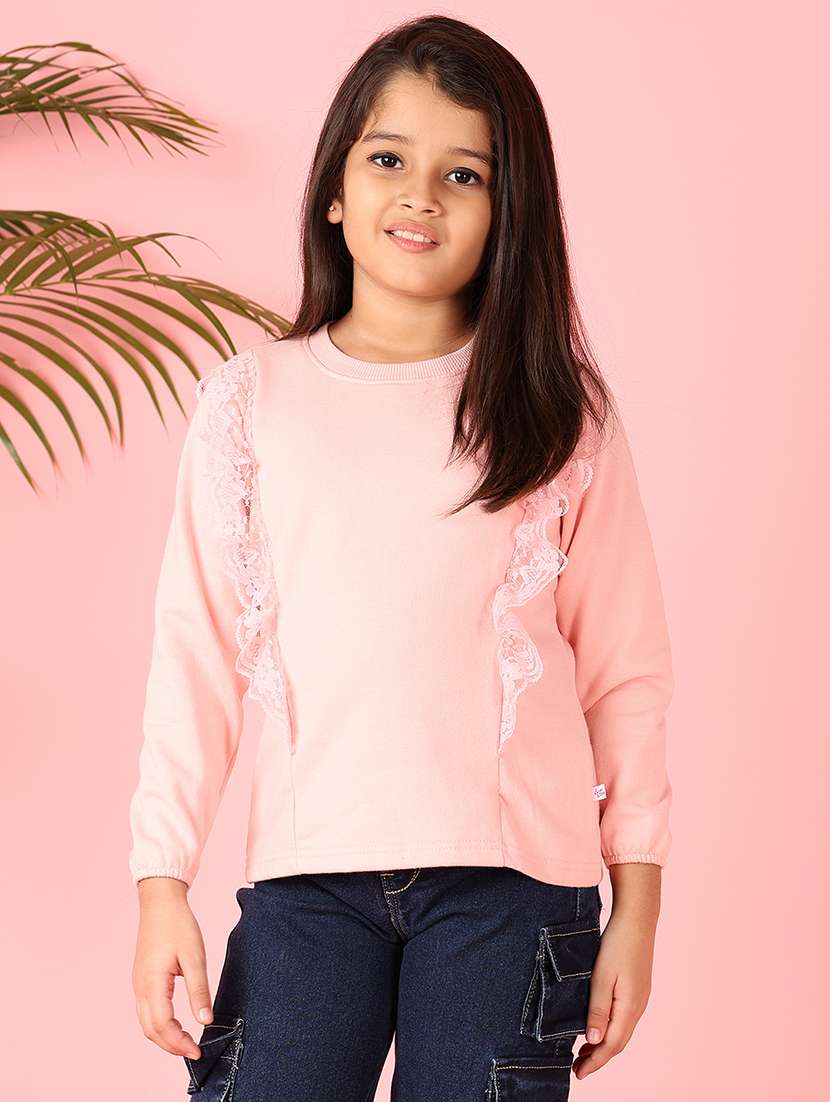 girls solid long sleeve sweatshirt