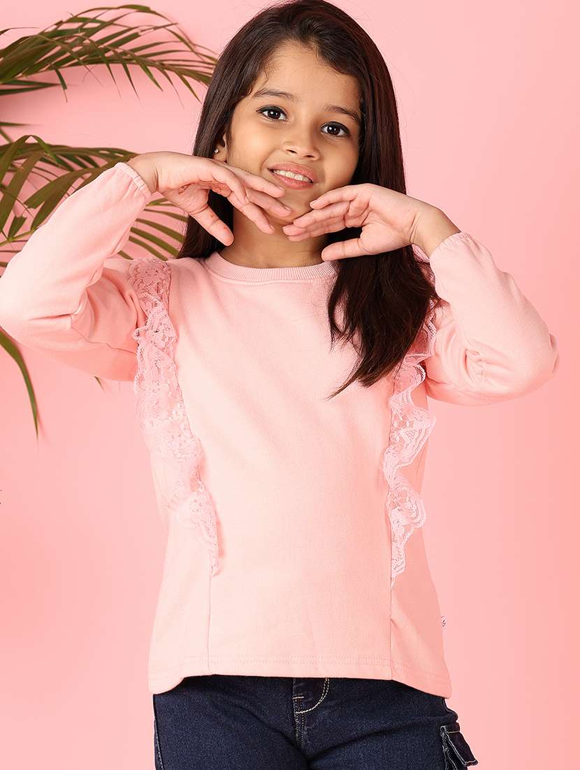 girls solid long sleeve sweatshirt - 21510768 -  Standard Image - 1