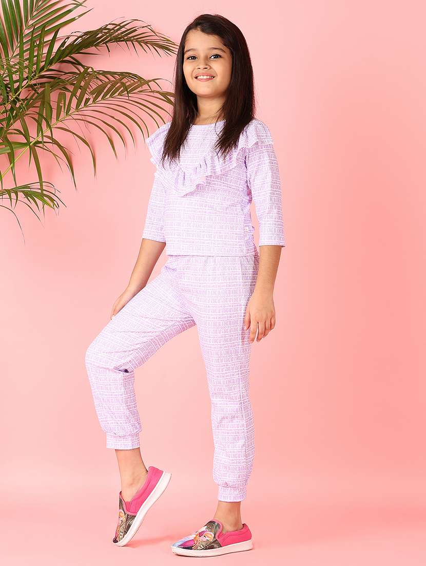 girls lavender printed full length sets - 21510783 -  Standard Image - 1