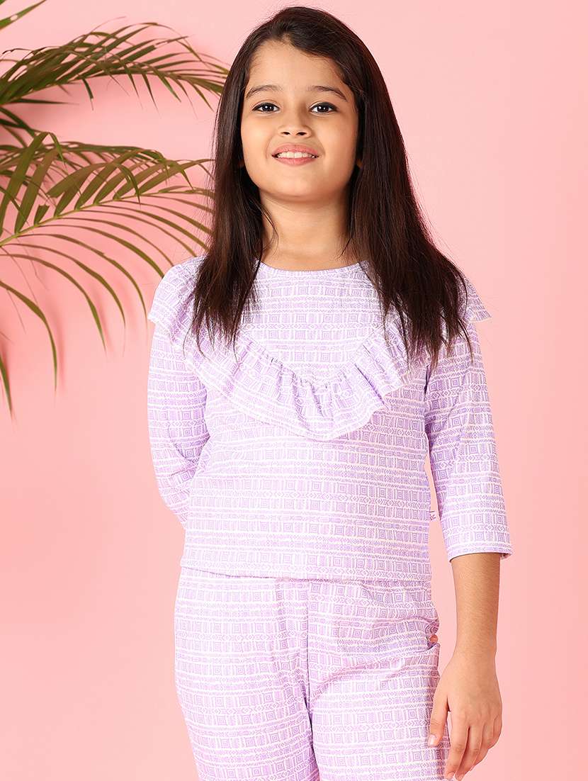 girls lavender printed full length sets - 21510783 -  Standard Image - 4