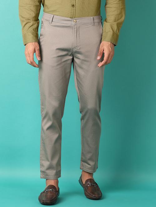 men grey solid casual trouser - 21510795 -  Standard Image - 0