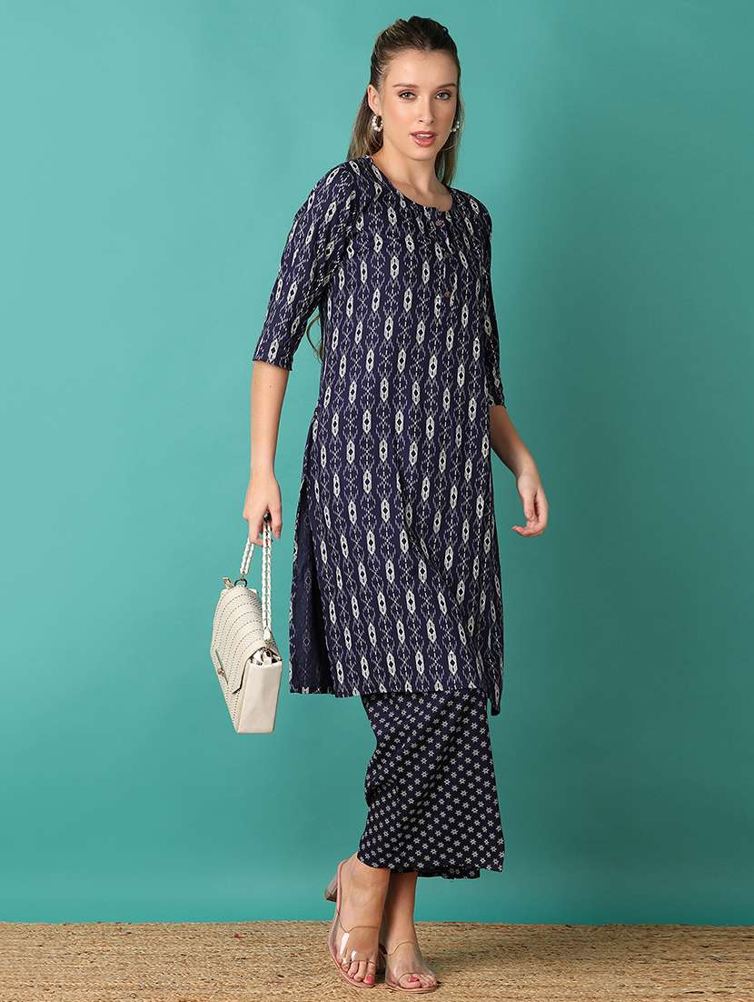 women printed round neck kurta palazzo set  - 21510816 -  Standard Image - 1