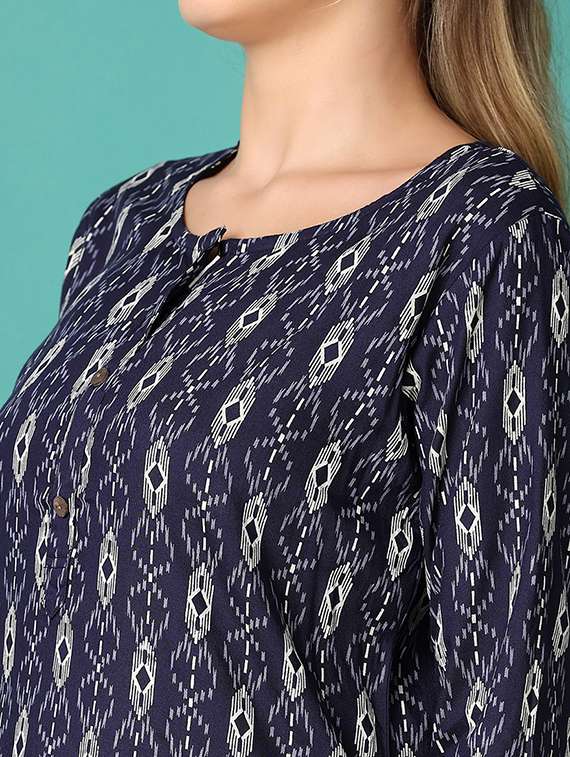 women printed round neck kurta palazzo set  - 21510816 -  Standard Image - 4