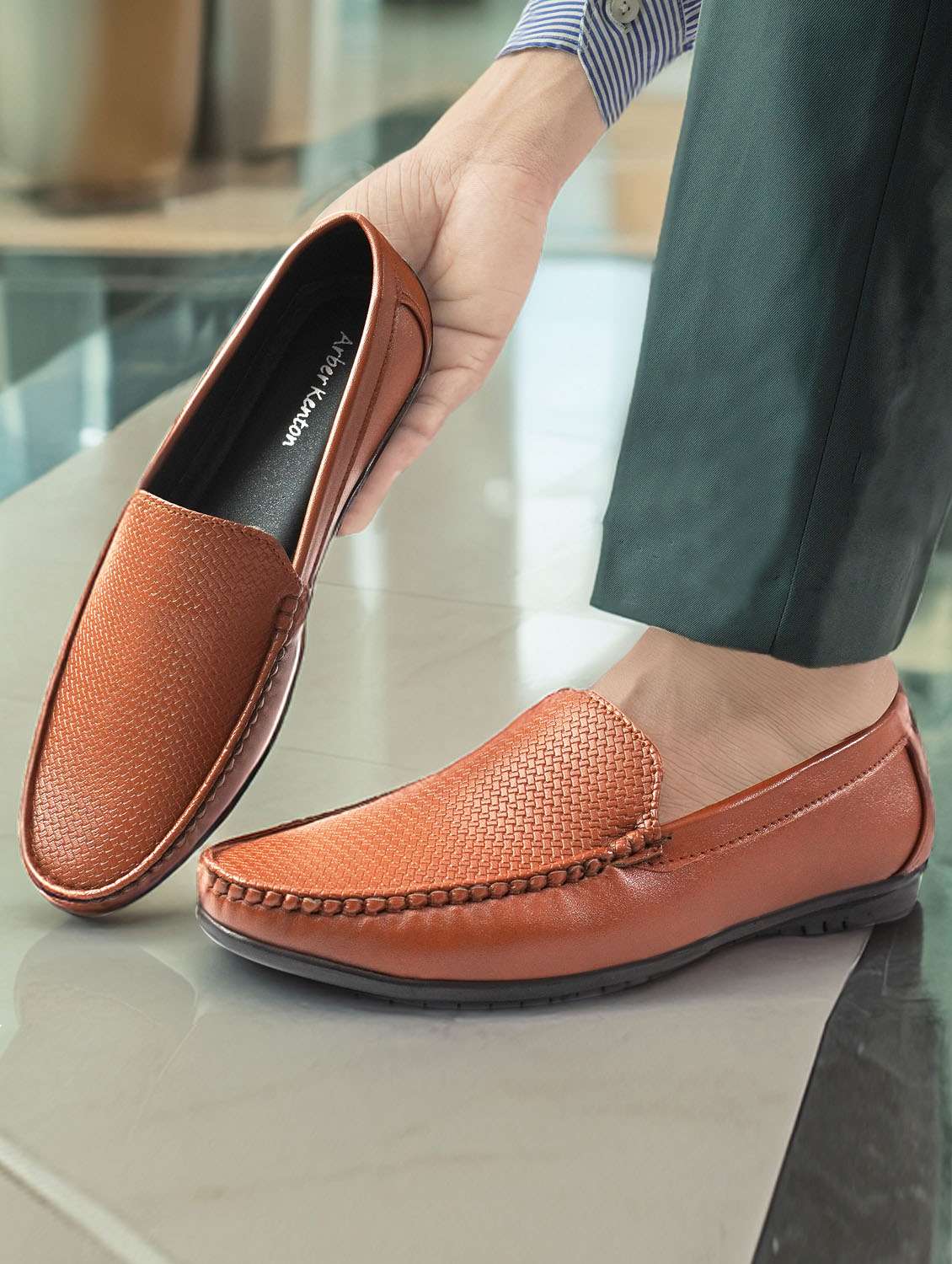 men tan slip on loafer - 21511013 - Standard Image - 1