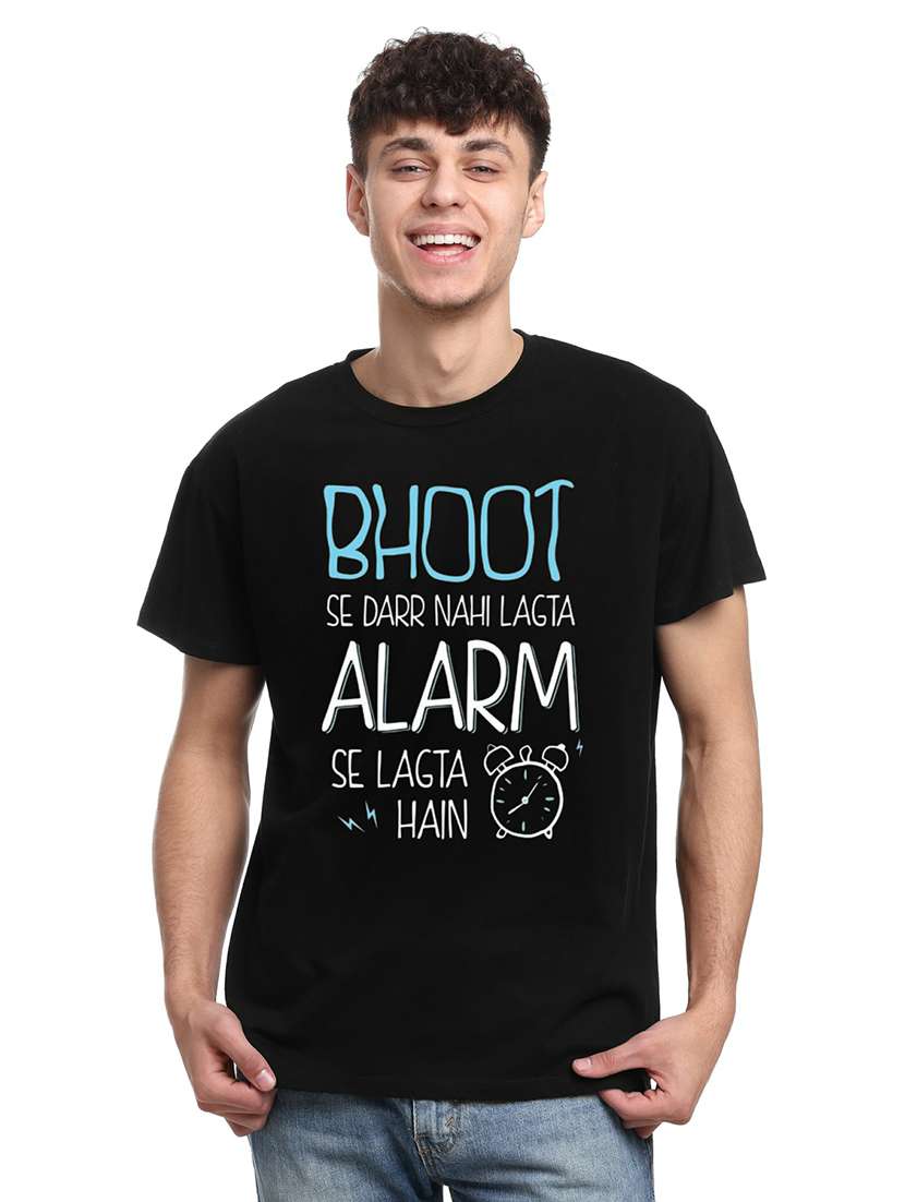 men black front printed regular t-shirt - 21511221 - Zoom Image - 0