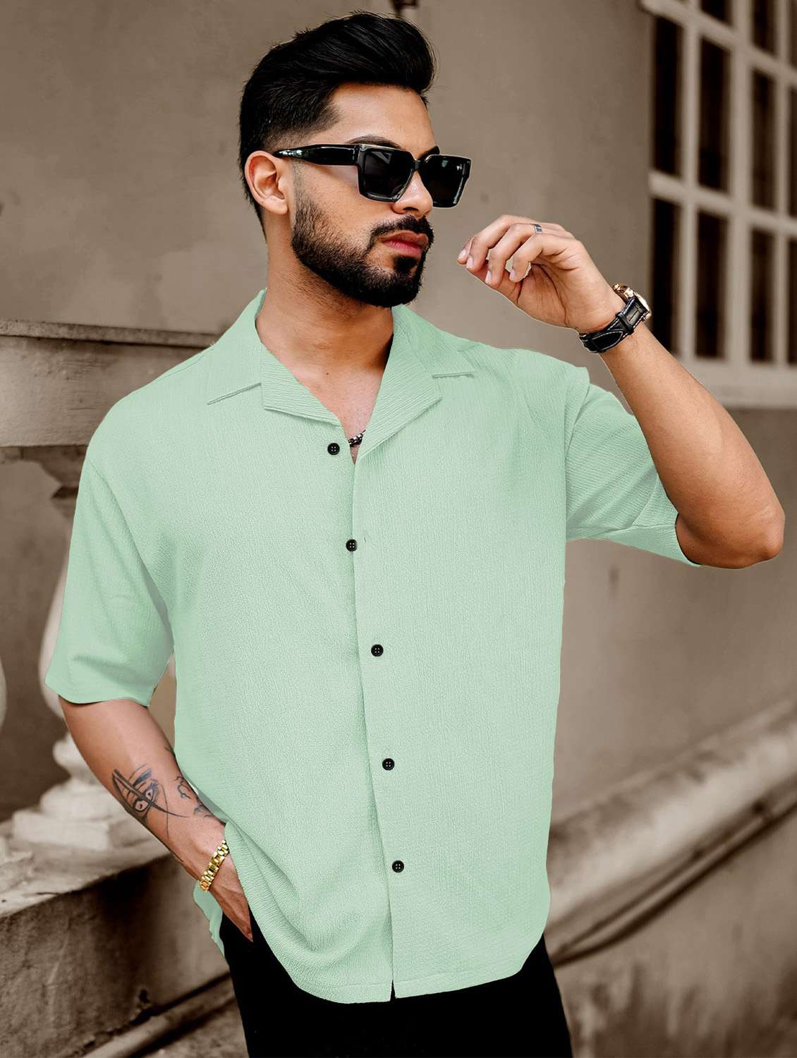women neo mint solids short sleeves casual shirts - 21511355 - Standard Image - 1