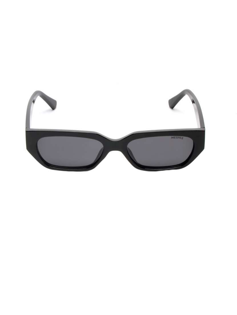 black rectangular full plastic unisex sunglasses