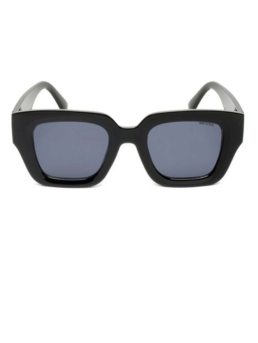 black rectangular full plastic unisex sunglasses