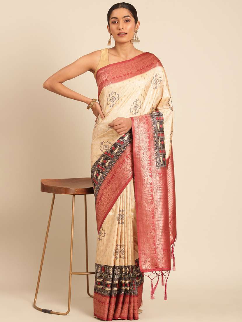 women self-designed bordered saree with blouse - 21511666 -  Standard Image - 1
