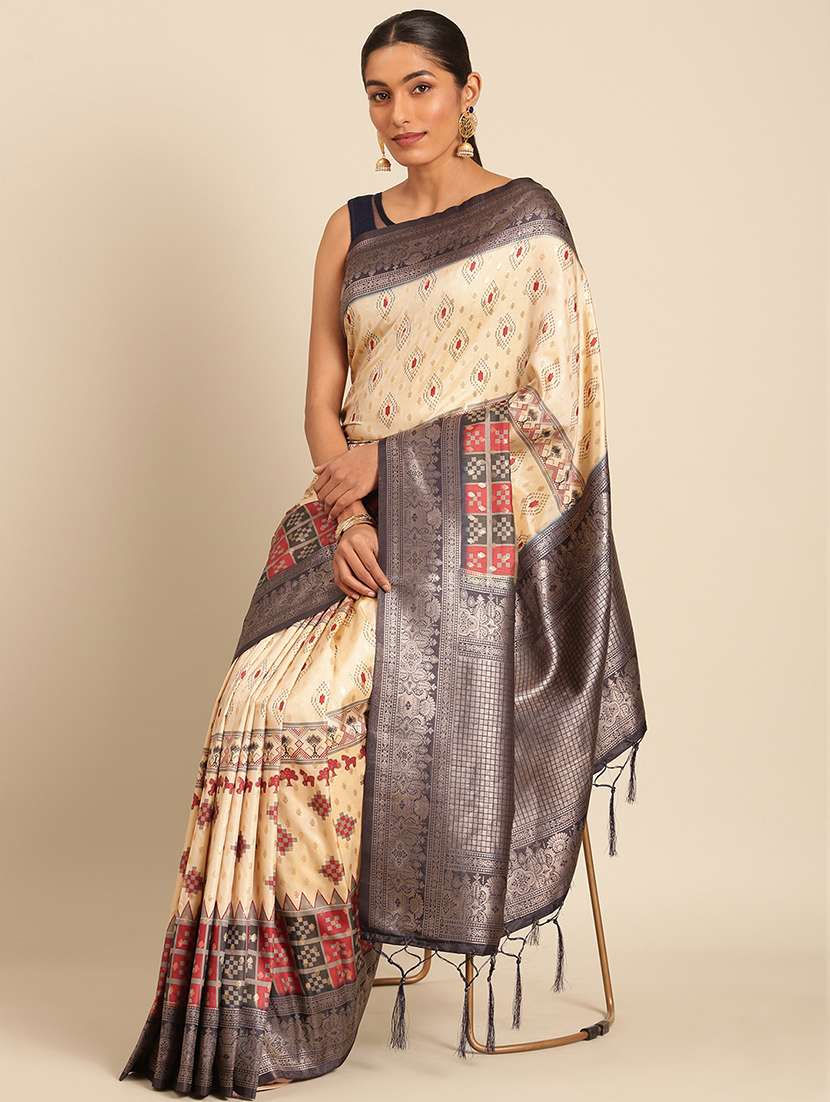 women self-designed bordered saree with blouse - 21511669 -  Standard Image - 1