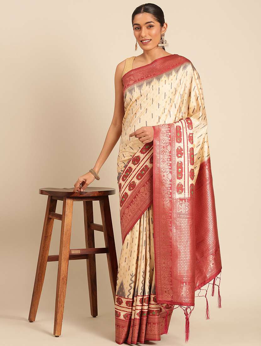 women self-designed bordered saree with blouse - 21511673 -  Standard Image - 1