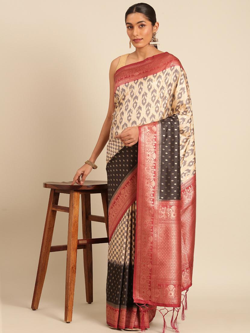 women self-designed bordered saree with blouse - 21511674 - Standard Image - 1