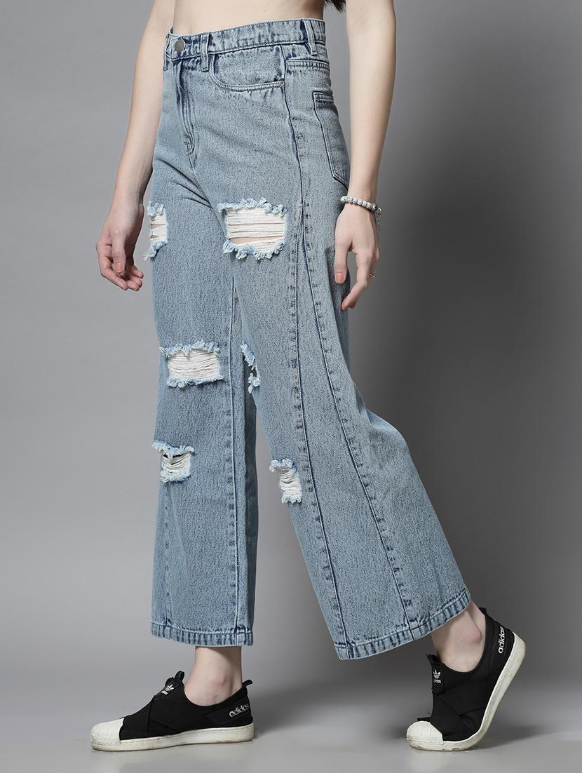 women light blue cotton wide leg jeans - 21511911 -  Standard Image - 1