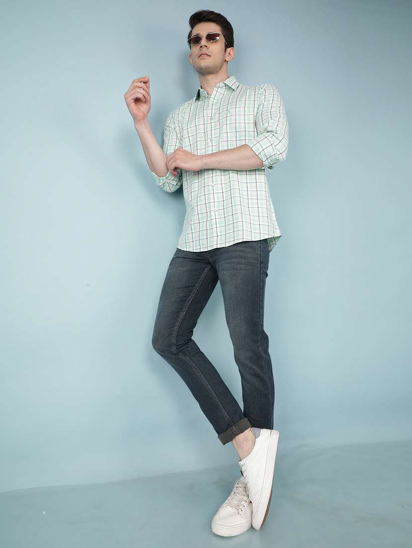 men collared tartan check casual shirt - 21511962 -  Standard Image - 4