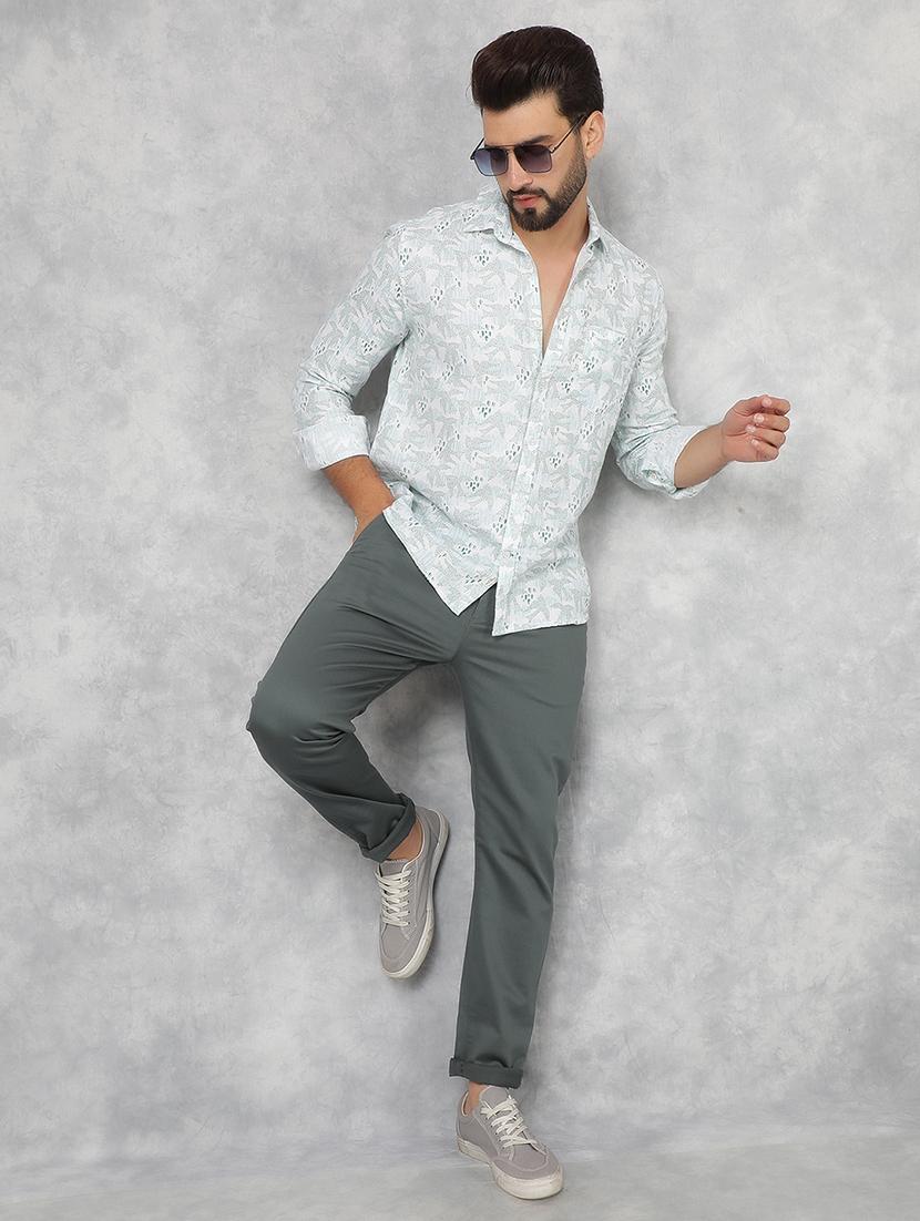 men green solid chinos casual trouser - 21511975 - Standard Image - 4