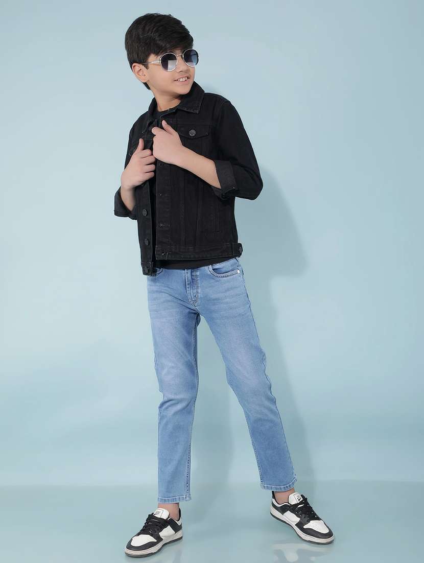 boys black cotton blend regular jacket - 21511979 -  Standard Image - 4