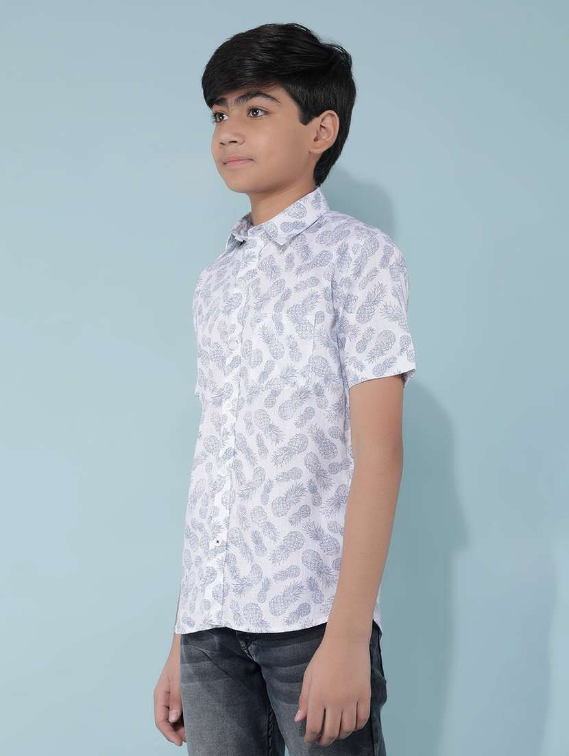 boys white printed cotton shirt - 21511981 -  Standard Image - 1