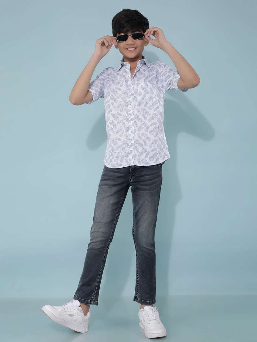 boys white printed cotton shirt - 21511981 -  Standard Image - 4