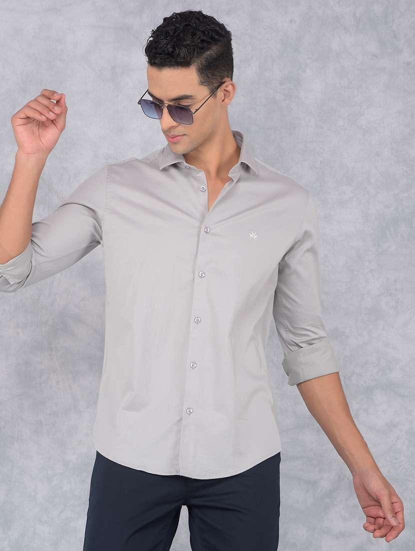 men collared solid casual shirt - 21511998 -  Standard Image - 1