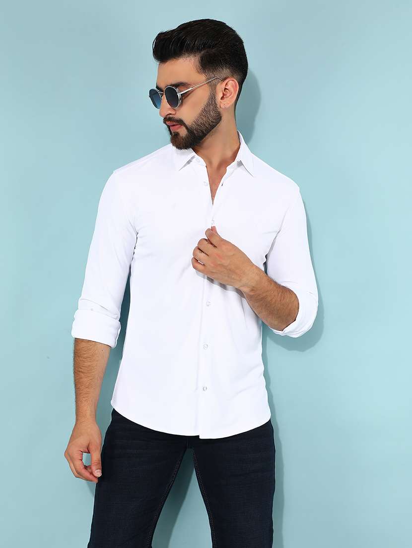 men collared solid casual shirt - 21512000 -  Standard Image - 1