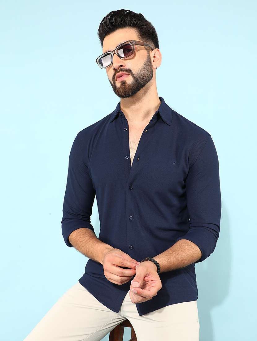 men collared solid casual shirt - 21512001 -  Standard Image - 1