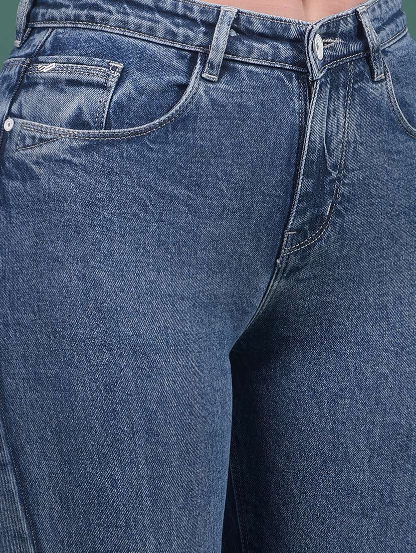 women blue cotton blend bootcut jeans - 21512008 -  Standard Image - 4