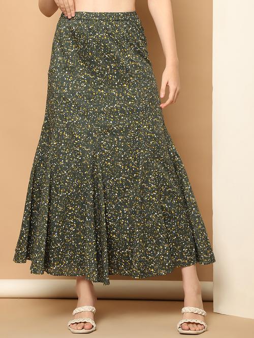 women green printed a-line skirt - 21512027 -  Standard Image - 0